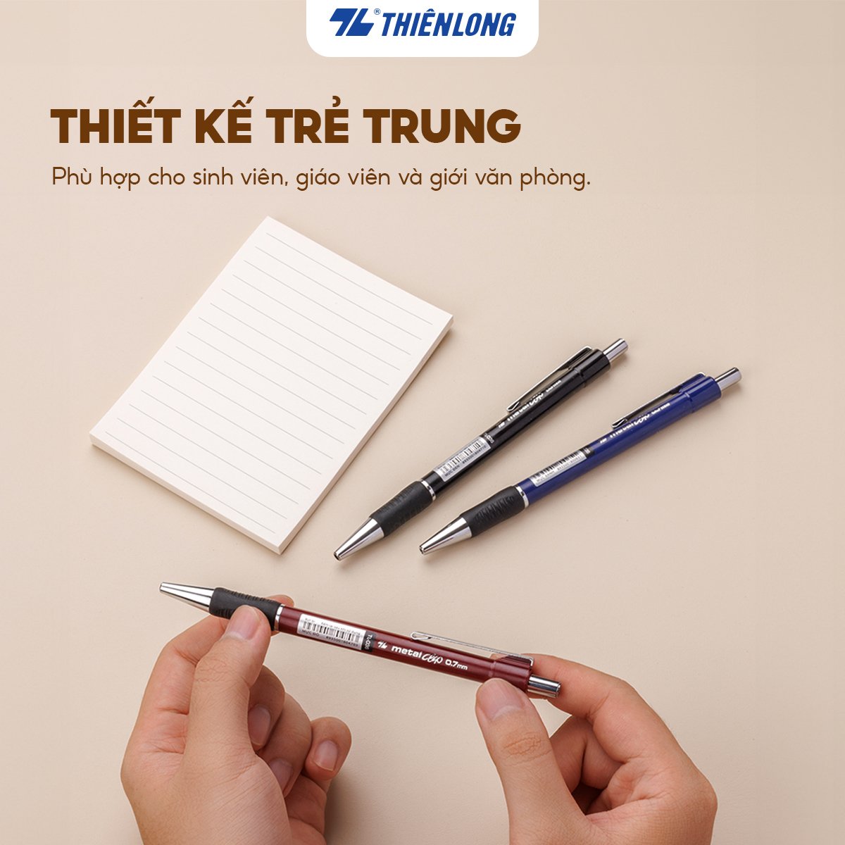 Combo 5-10-20 Bút Bi Thiên Long Metal Clip TL-036 đầu bi 0.7mm