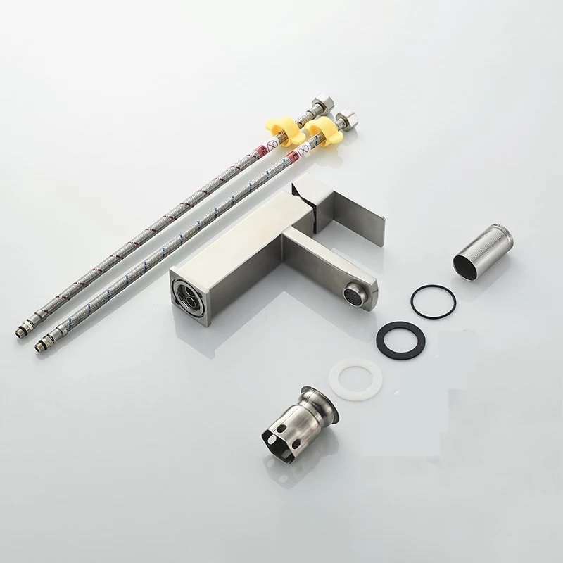 Vòi Rửa Mặt Thân Thấp kiểu vuông nóng lạnh Inox 304 SUS304 - GROVES GRV 304V