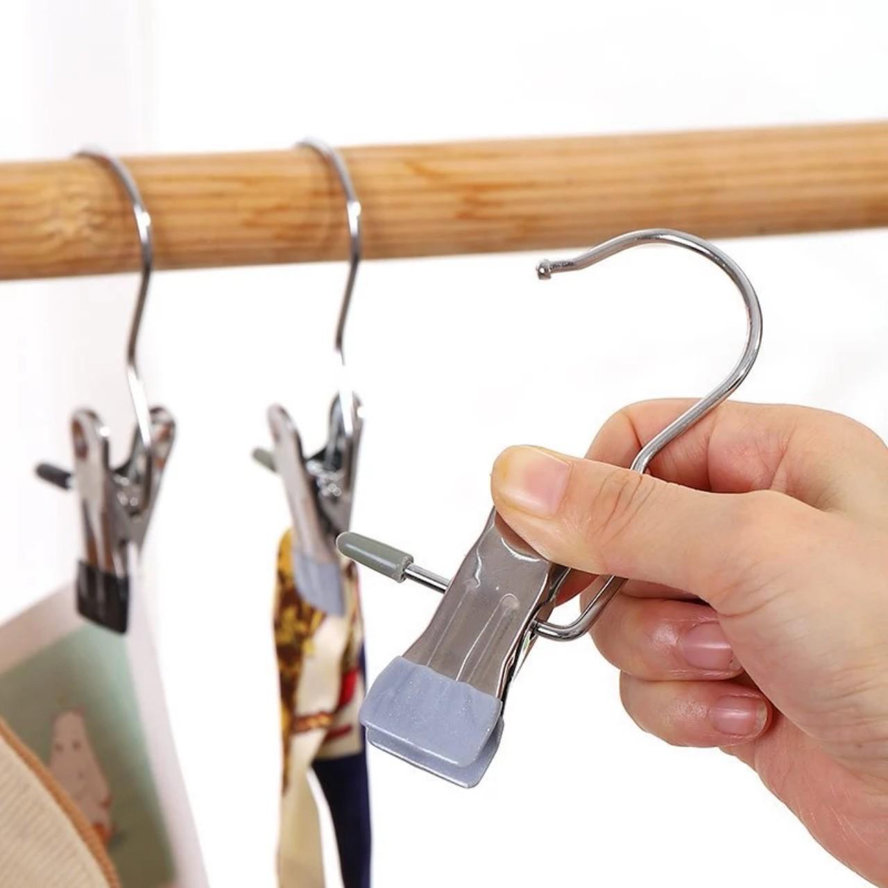 Set 20 Móc Treo Đồ Có Kẹp Chống Trượt, Kẹp Đơn Phơi Quần Áo Đa Năng Bằng Thép Không Gỉ Bọc Nhựa PVC Chắc Chắn