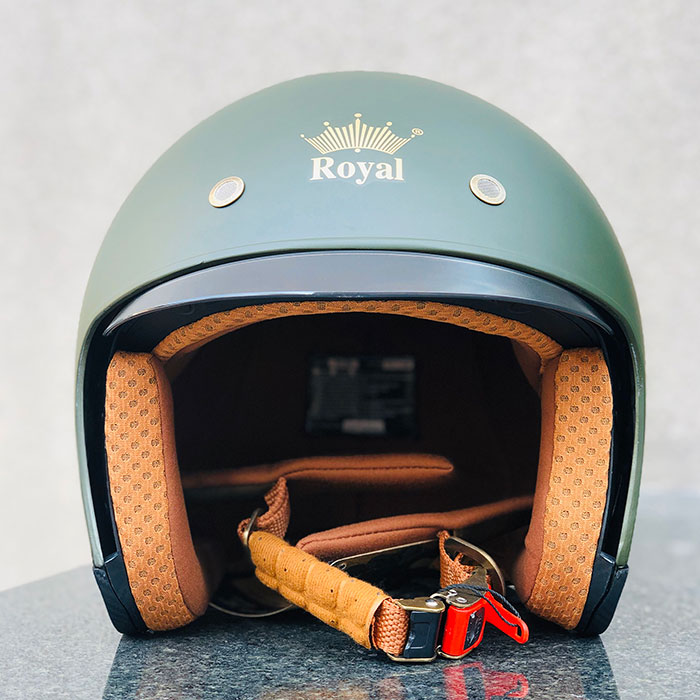 Nón bảo hiểm 3/4 ROYAL M139 có kính âm màu XANH LÍNH NHÁM