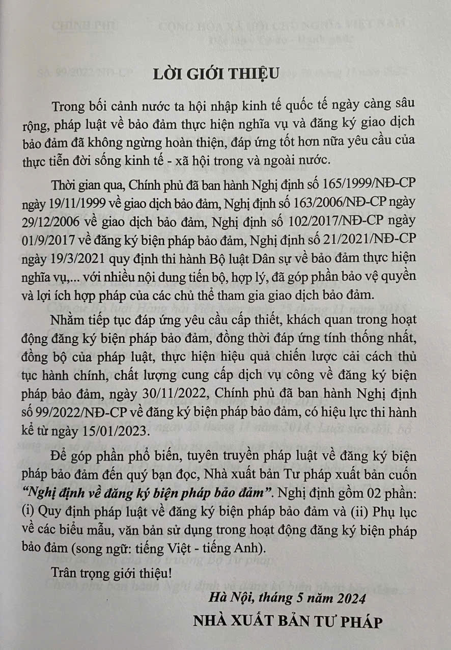 Nghị Định Về Đăng Ký Biện Pháp Bảo Đảm