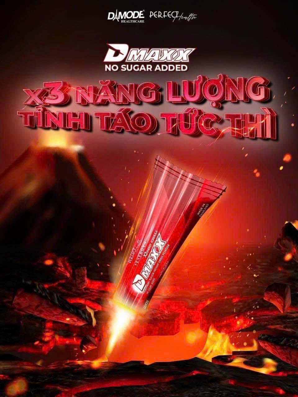 DMAXX thức uống bổ sung vitamin năng lượng không đường DAMODE 72 gói màu đỏ mỗi gói 2,2gr