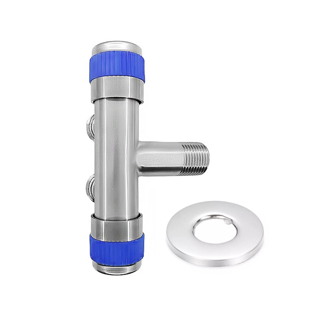 Van, vòi nước lạnh Inox đa năng - 2 van đóng mở riêng biệt, 1 đầu nguồn - 2 vòi nước