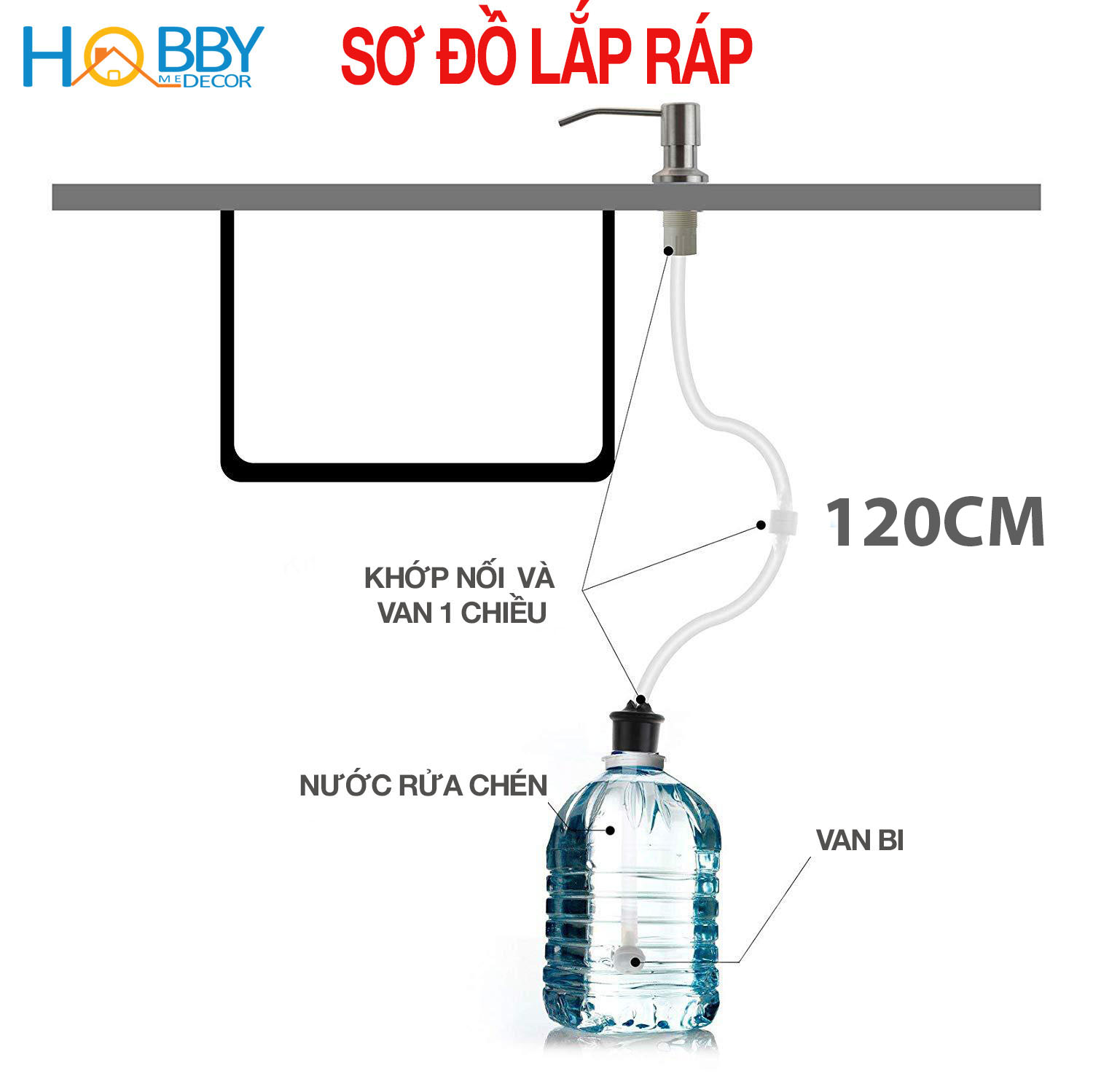 Vòi bơm hút nước rửa chén inox 304 bóng cao cấp Hobby Home Decor NRC5