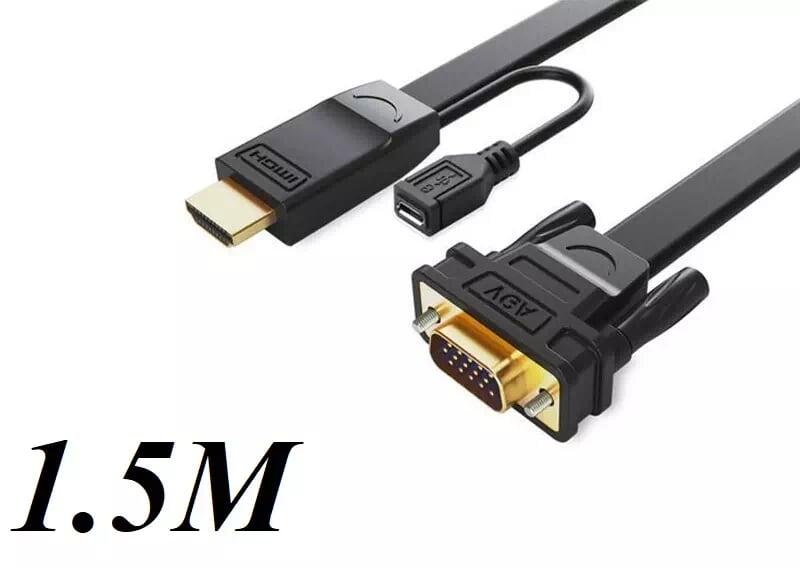 Ugreen UG40267MM101TK 1.5M màu Đen Cáp chuyển đỗi HDMI sang VGA kèm cổng trợ nguồn Micro USB - HÀNG CHÍNH HÃNG