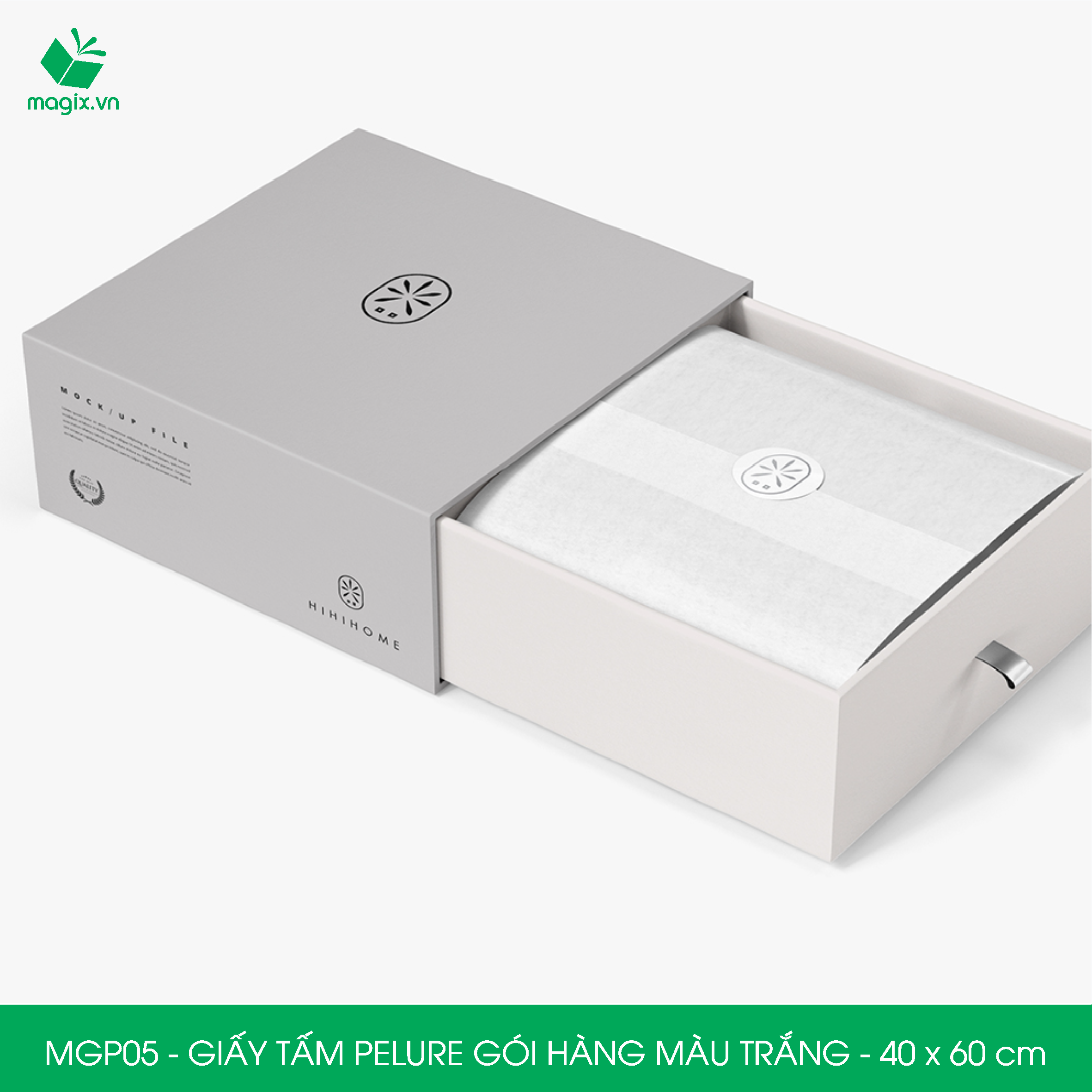 MGP05 - 40x60 cm - 100 tấm giấy Pelure trắng gói hàng, giấy chống ẩm 2 mặt mịn, giấy bọc hàng thời trang