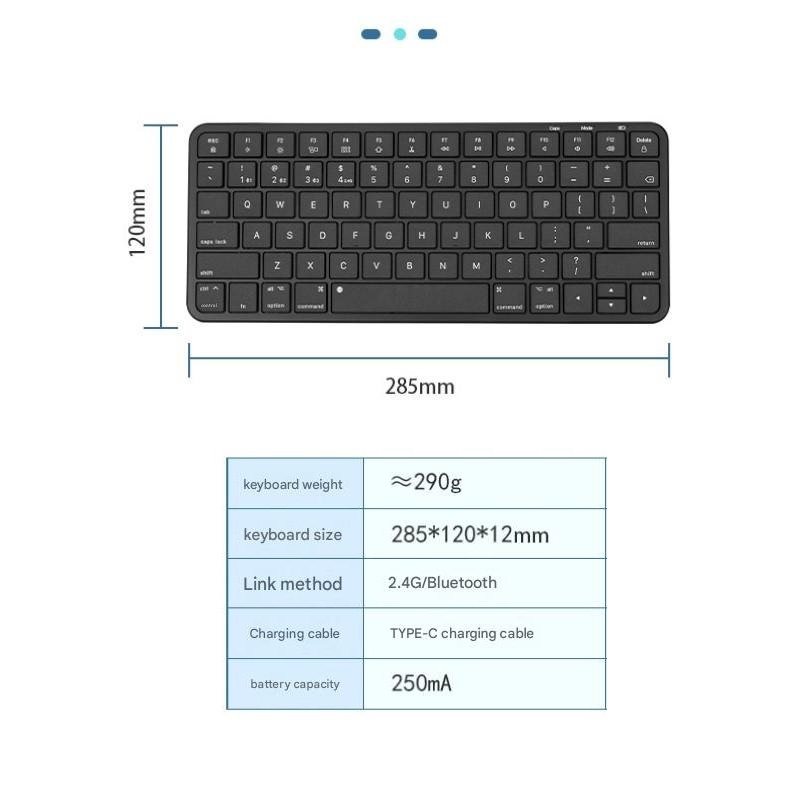 Bàn phím không dây mini K23 kết nối bluetooth + Usb wireless pin sạc hỗ trợ đa nền tảng thiết bị hàng nhập khẩu