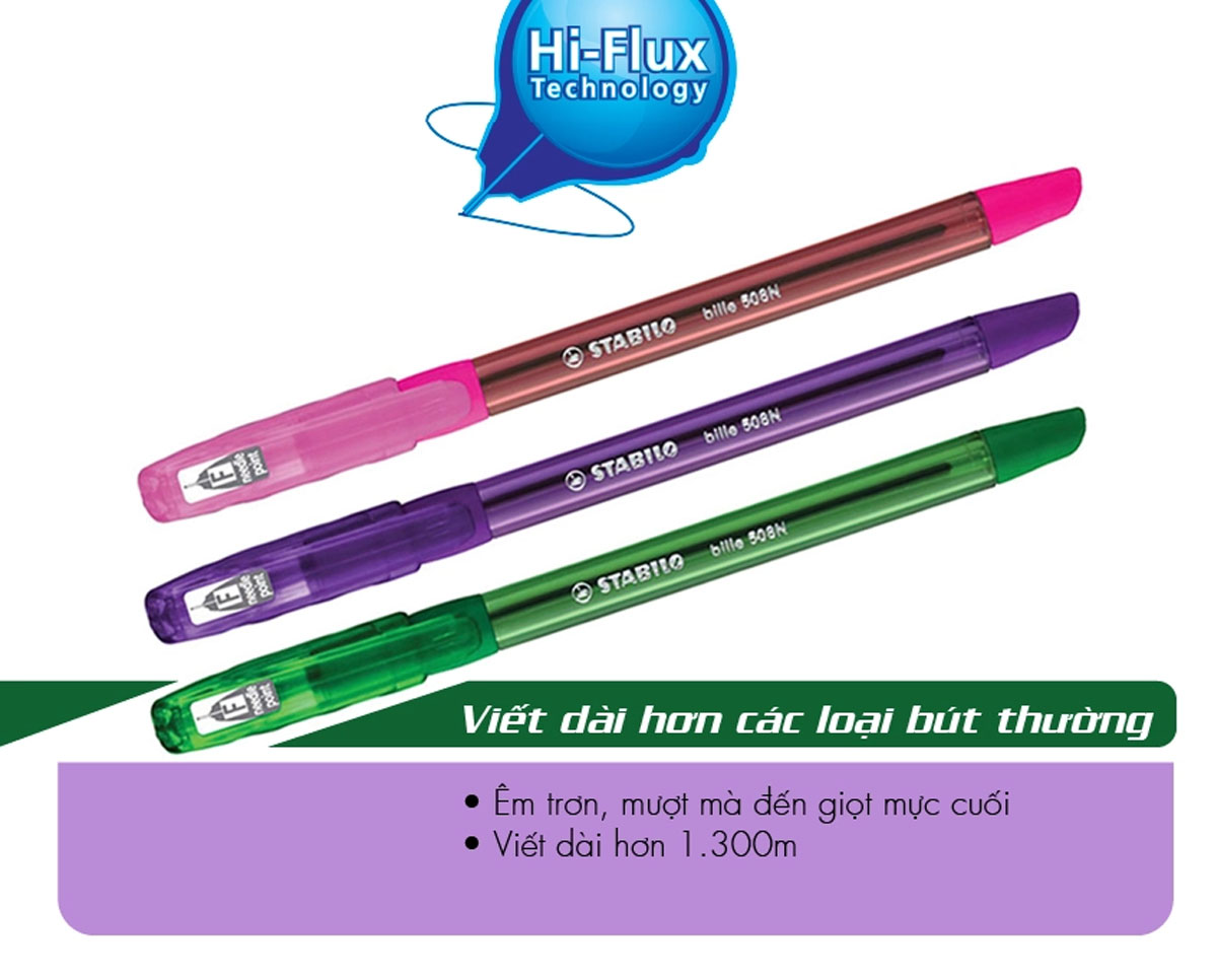 Hộp Bút bi STABILO Bille 508N F/XF - Hộp 10 bút màu đỏ, 0.5mm ( 508NXF/10-RD)