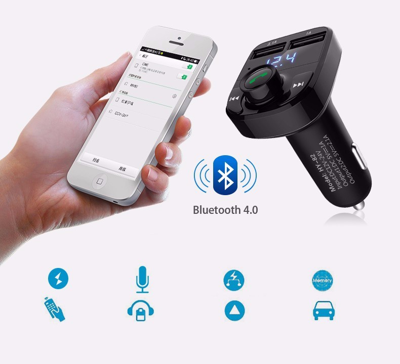 Tẩu Bluetooth HY-82 Nghe Nhạc Trên Xe Ô Tô
