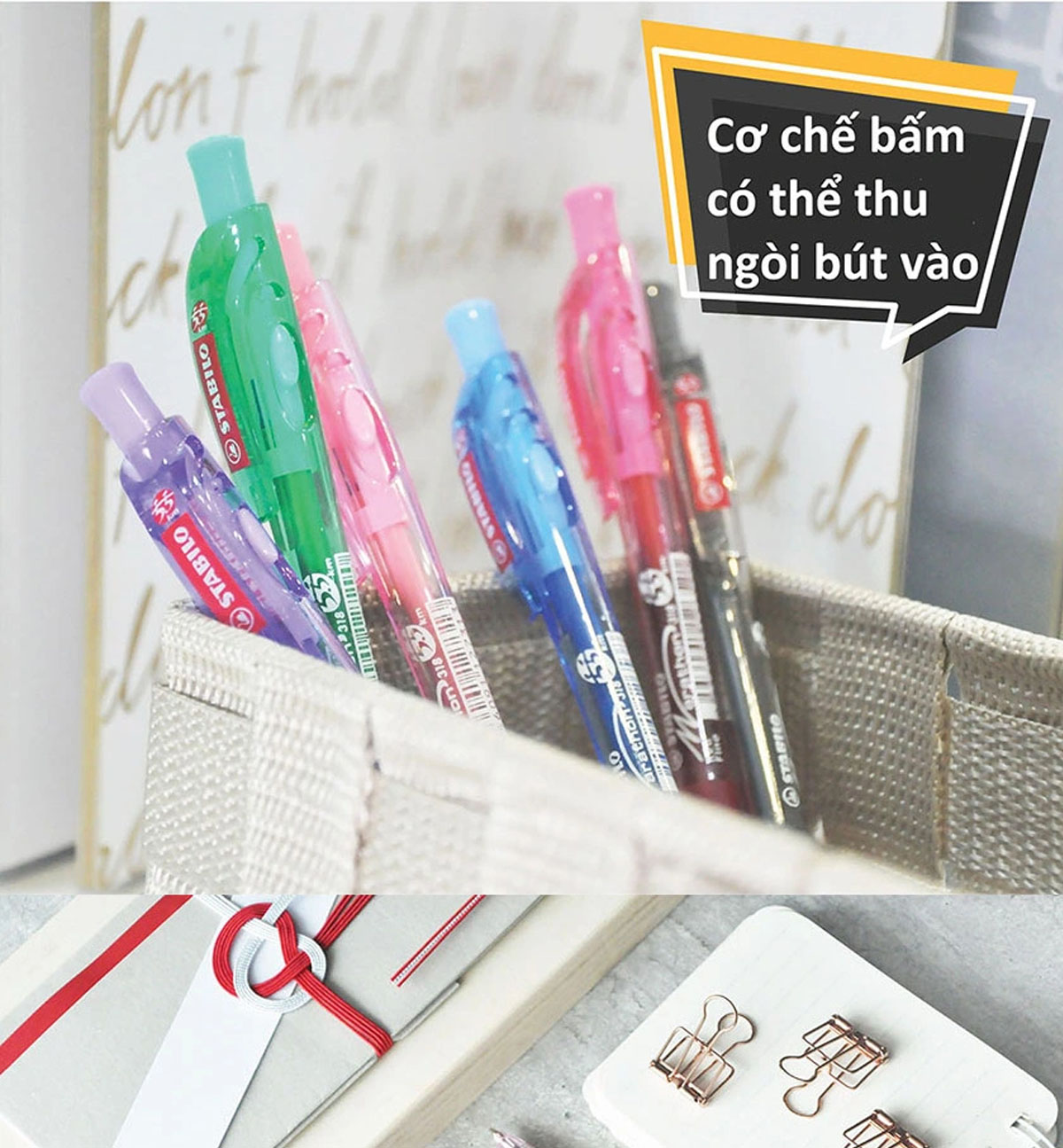 Hộp Bút Bi Bấm STABILO Marathon 318F - Hộp 10 bút đen (BP318F/10-BK)