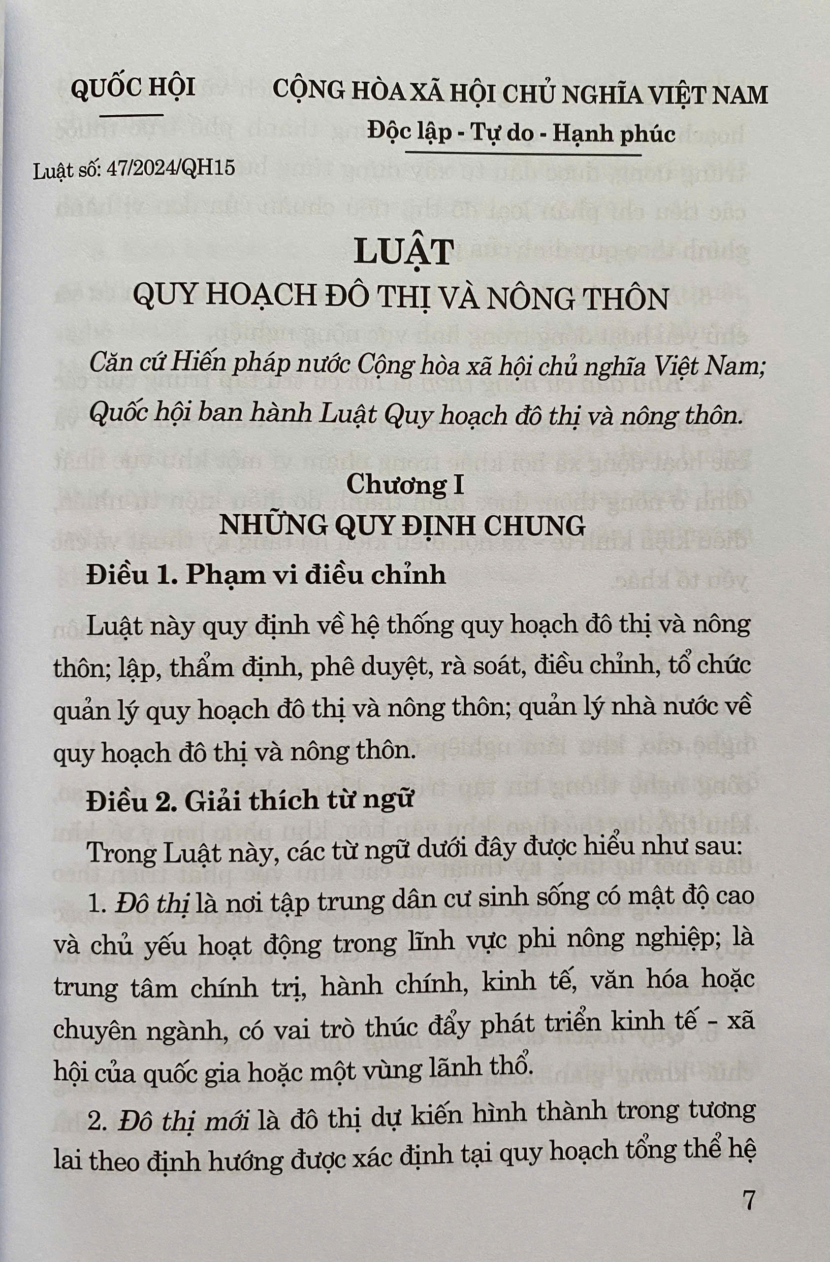 Luật Quy Hoạch Đô Thị và Nông Thôn Năm 2024