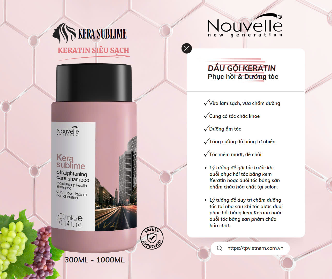 DẦU GỘI KERATIN PHỤC HỒI & DƯỠNG TÓC - 1000ML