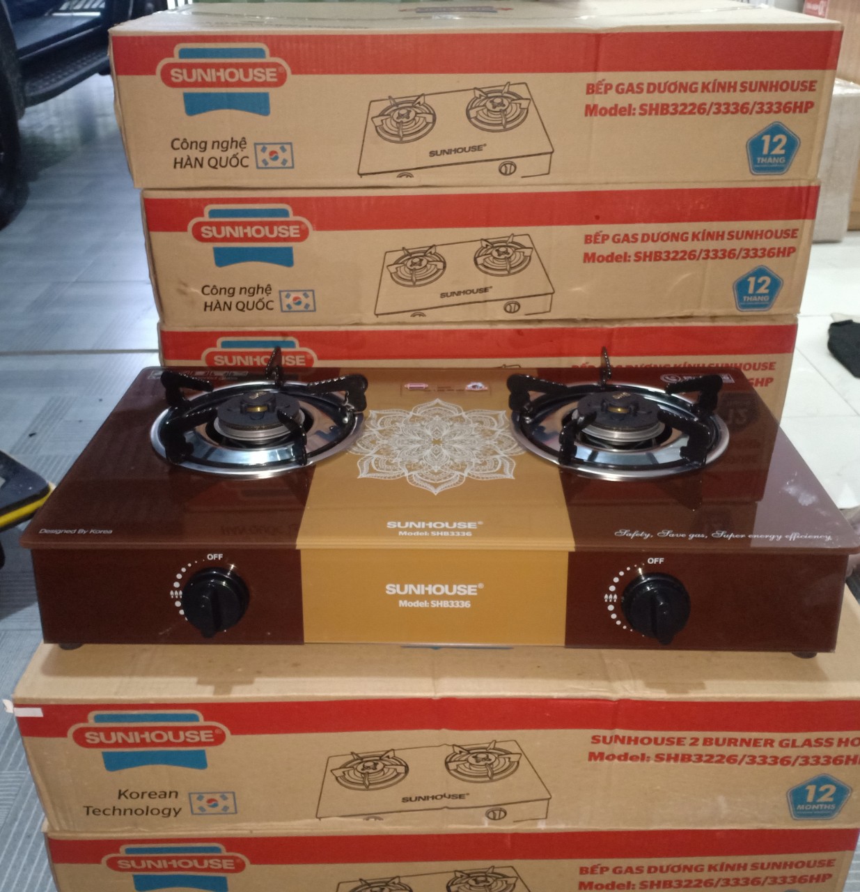 Combo Bếp Gas Dương Kính Sunhouse SHB3336 Kèm Van Dây - Hàng chính hãng