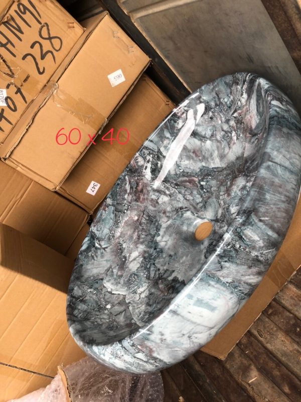 CHẬU LAVABO HÌNH ELIP VÂN ĐÁ nhập khẩu cao cấp GRVL 062F