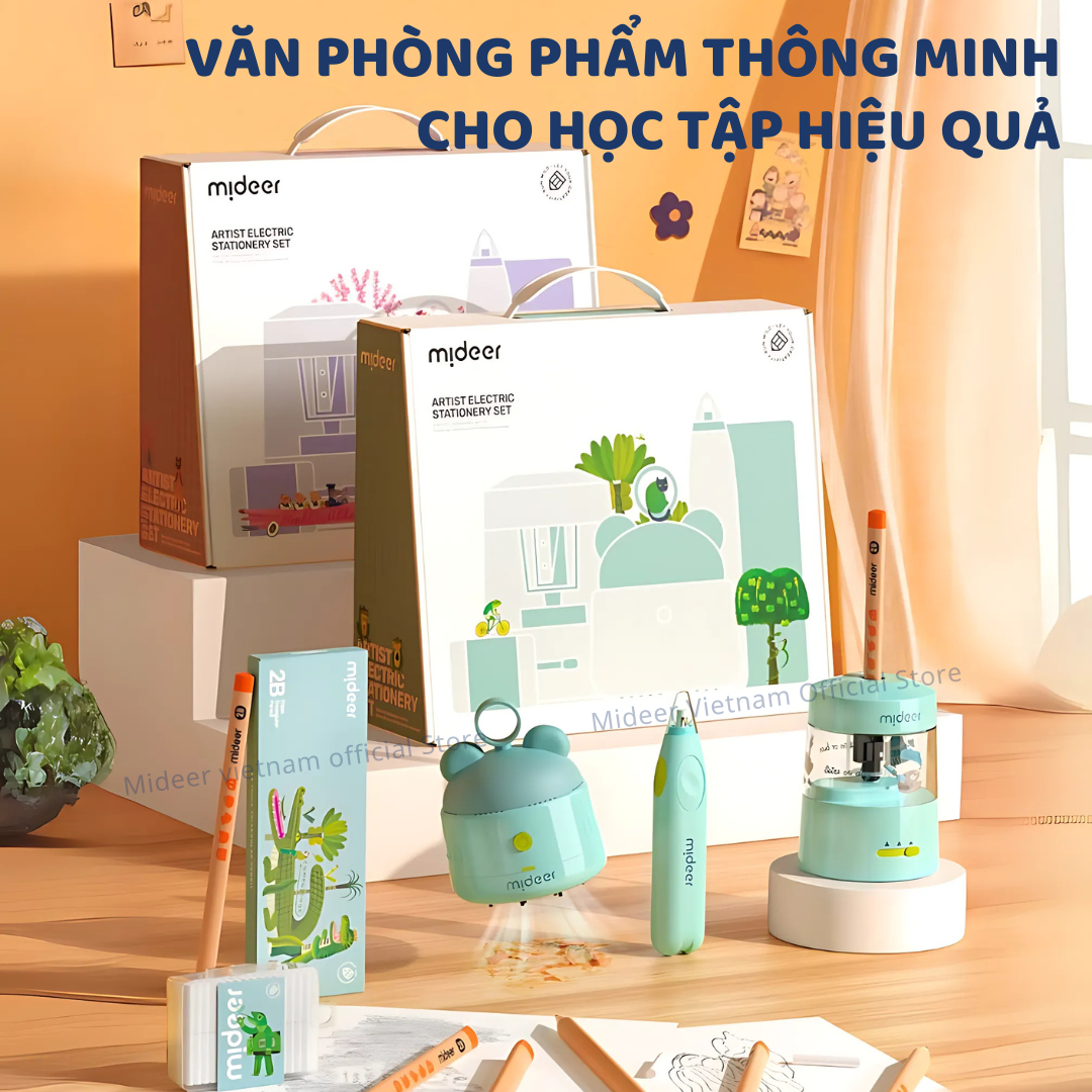 Gọt bút Chì tự động, tẩy tự động, đồ dùng học tập cho bé cao cấp Mideer Artist Electric Stationery