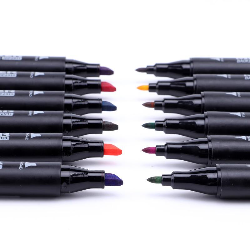 ART MARKER-Hộp 12/18/24 Màu bút lông dầu 2 đầu dùng vẽ mỹ thuật -BAOKE-MP2931