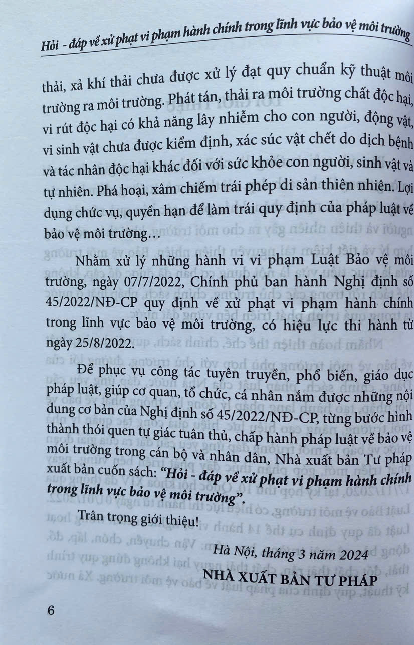 Hỏi - Đáp Về Xử Phạt Vi Phạm Hành Chính Trong Lĩnh Vực Bảo Vệ Môi Trường