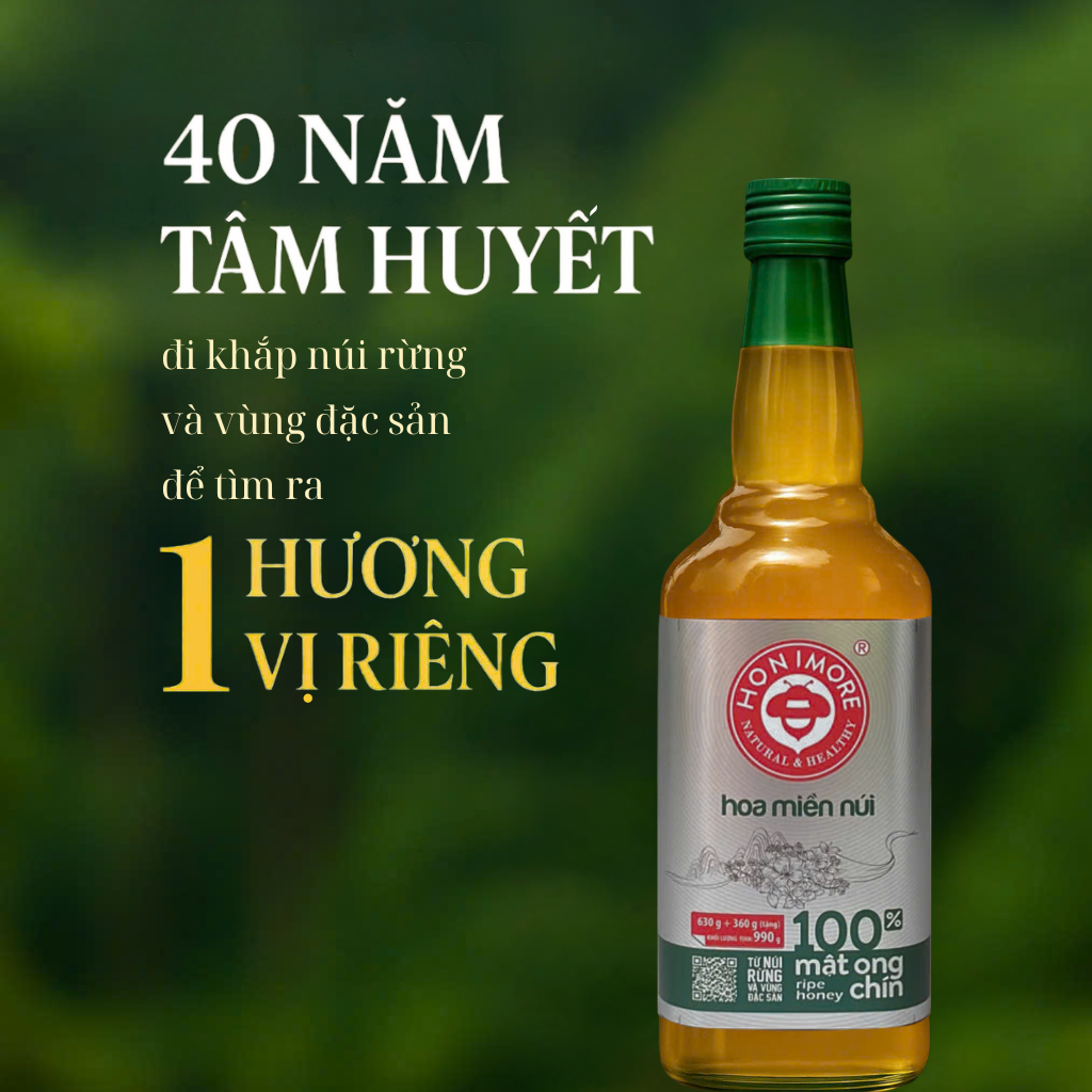 Mật ong rừng Hoa Miền Núi dạng tuýp tiện dụng 130g - 100% mật ong chín Honimore