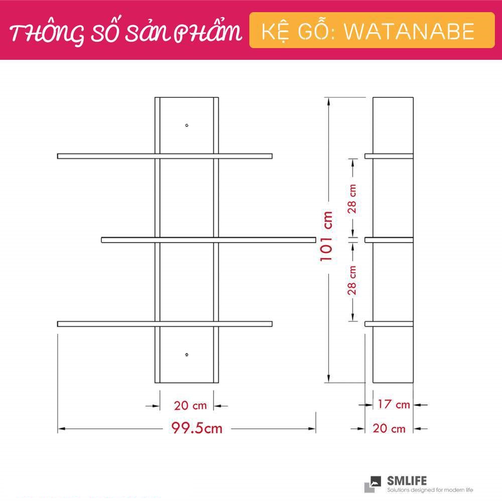 Kệ gỗ trưng bày kiểu dáng thanh lịch SMLIFE Watanabe