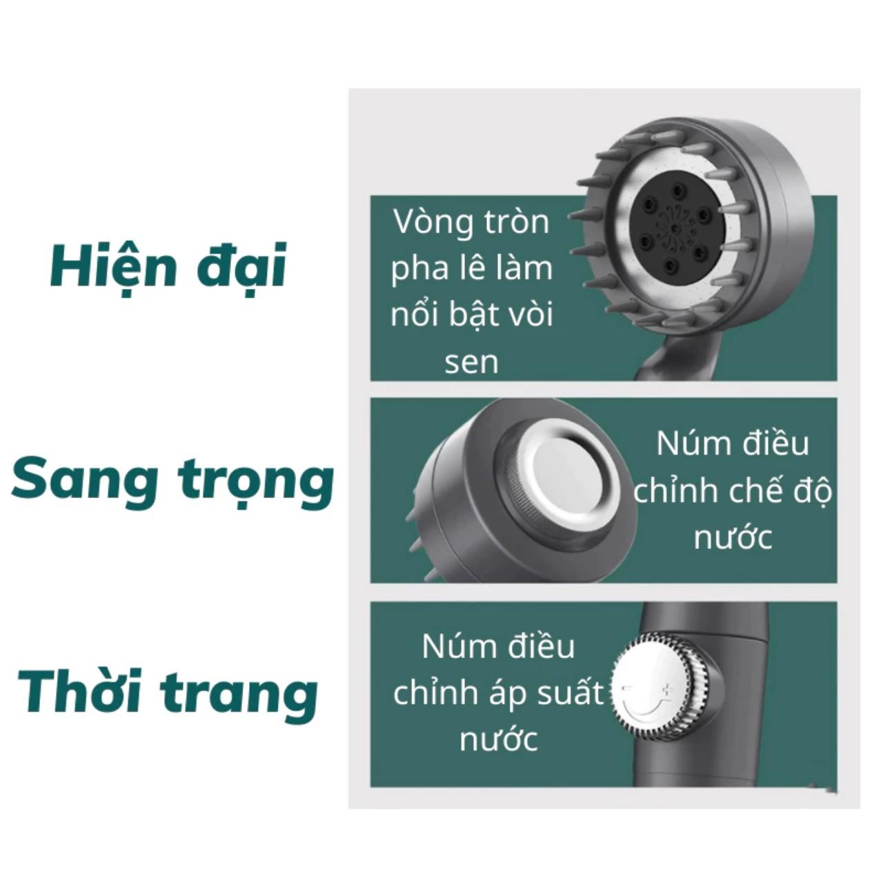 Vòi Sen Tăng Áp, Đầu Vòi Hoa Sen Mát Xa 4 Trong 1, 3 Chế Độ Áp Suất Cao Tiết Kiệm Nước, Lõi Cotton Lọc Cho Nhà Tắm - HÀNG chính hãƞg MINIIN