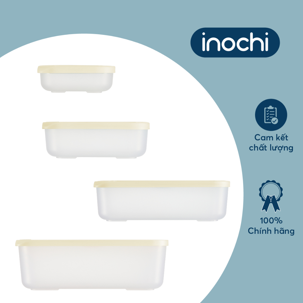 Hộp Đựng Thực Phẩm Trữ Đông Chữ Nhật Nhiều Cỡ Nắp Có Thiết Kế Đồng Hồ Ghi Nhớ Thời Gian Lưu Trữ ( Tặng kèm khăn lau đa năng pakasa ) - Hàng Chính Hãng INOCHI ( Giao màu ngẫu nhiên)