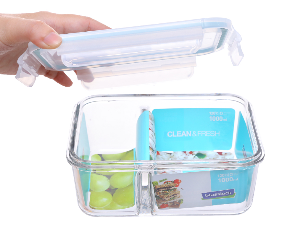 Bộ đựng đồ ăn trưa gồm túi giữ nhiệt + hộp thủy tinh chia ngăn 1000ml + hộp thủy tinh chia ngăn 670ml Lunch67-100