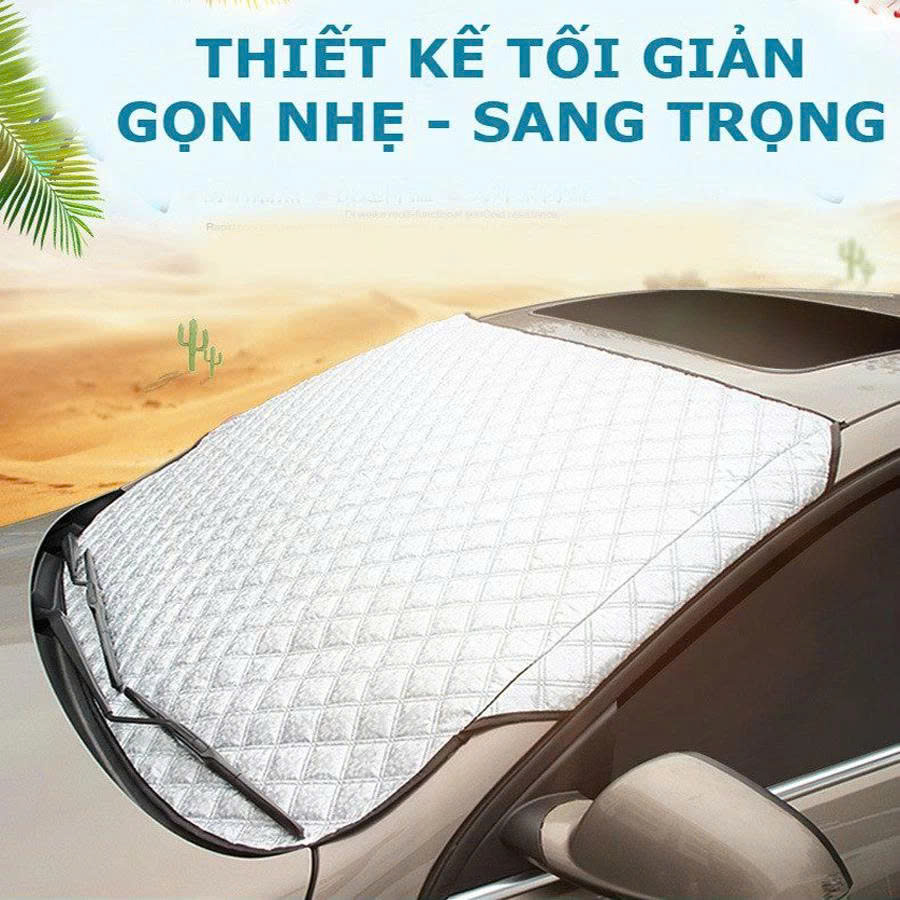 Bạt Che Nắng, Chống Nóng Kính Lái Ô Tô – Thiết Kế 3 Lớp Tráng Bạc Cao Cấp Cho Xe 4 Chỗ , 7 Chỗ , Kèm Túi Đựng Xịn Sò