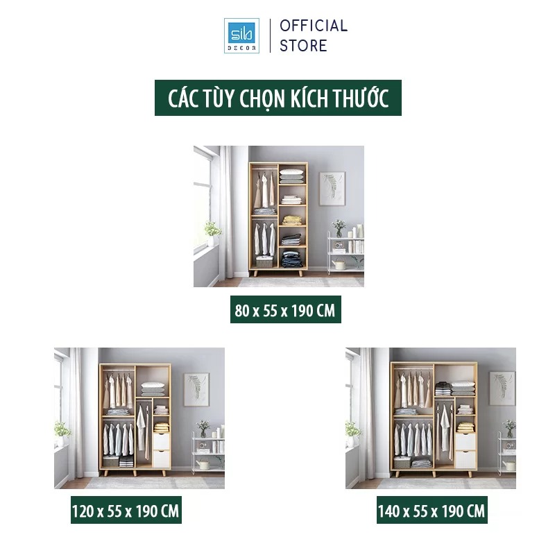 Tủ Quần Áo Kết Hợp Cửa Lùa Hiện Đại Màu Trắng Phối Vân Gỗ Sồi Thương Hiệu SIB Decor TA07