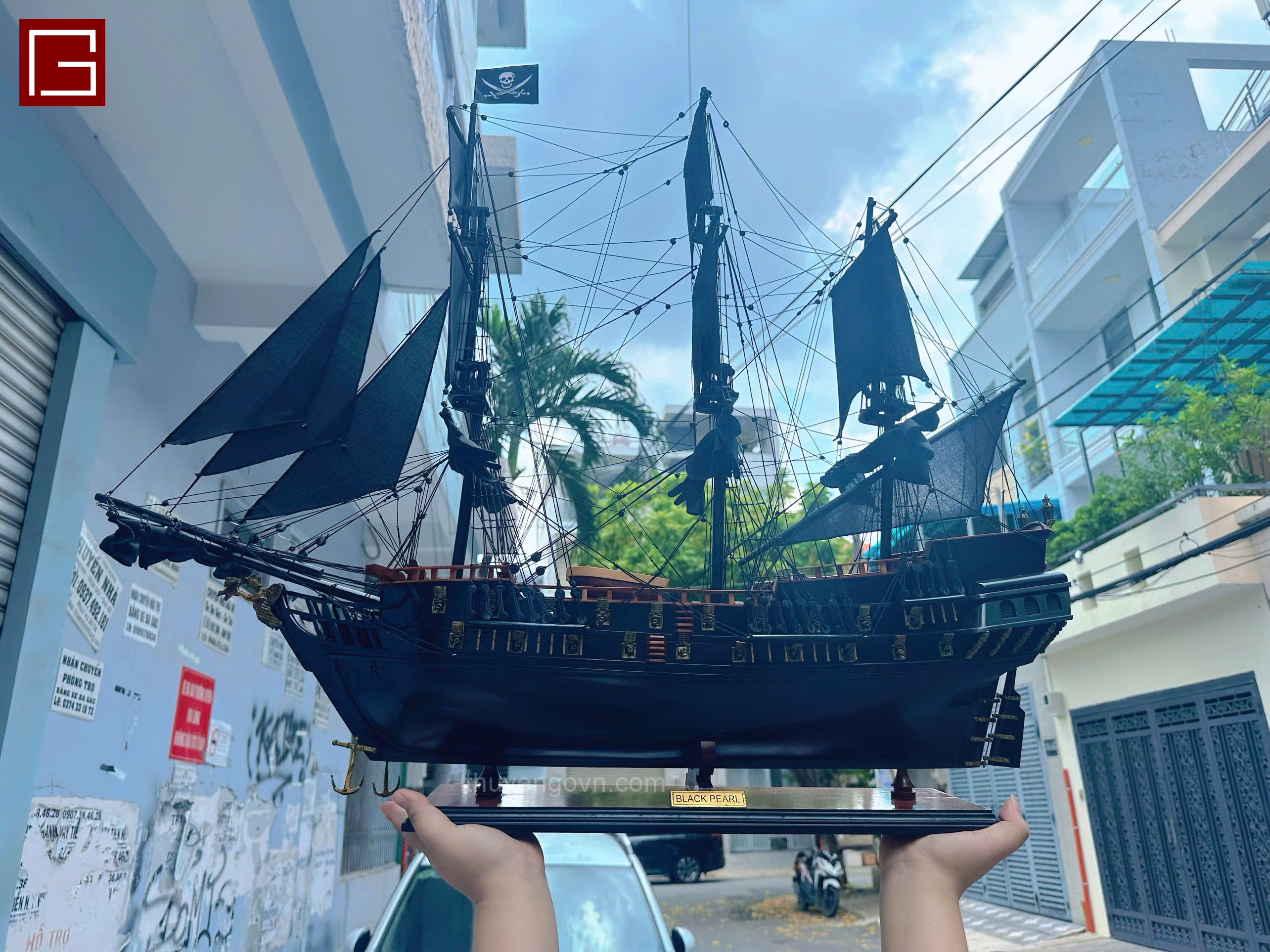 Mô Hình Thuyền Gỗ Trang Trí BLACK PEARL, thuyền cướp biển vùng caribbean, thuyền ngọc trai đen, hàng chính hãng