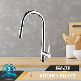 Vòi rửa chén nóng lạnh Ecalite EF-H009C - Đồng thau mạ chrome - Có dây rút - Hàng chính hãng