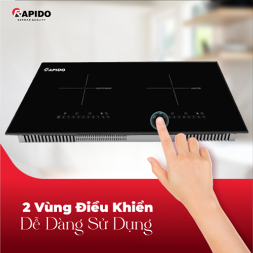 Bếp từ đôi Rapido RI4000BD công suất 4000W chính hãng Rapido, bảo hành 24 tháng - Hàng chính hãng
