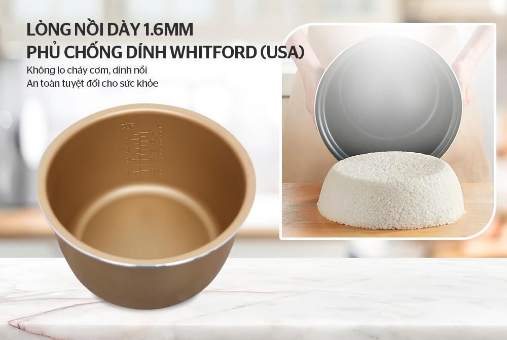Nồi Cơm Điện Nắp Gài Sunhouse SHD8208C – Nâu (1L) - Hàng chính hãng