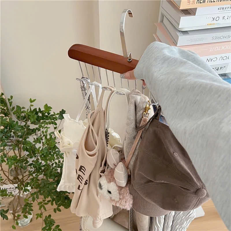 Móc Gỗ Treo Đồ Lót, Khăn, Thắt Lưng, Cà Vạt, Áo 2 Dây Đa Năng Tiện Dụng - Giao màu ngẫu nhiên