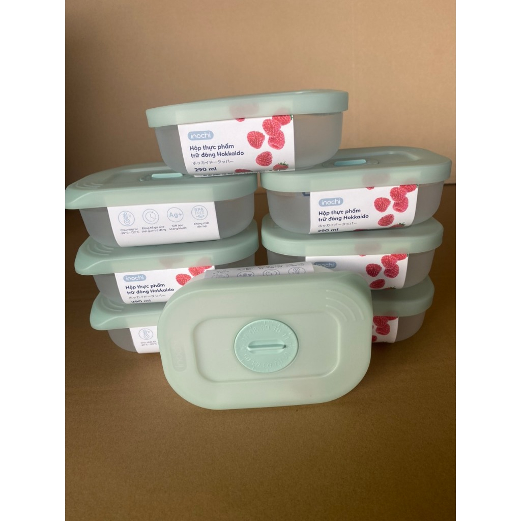 Hộp Đựng Thực Phẩm Trữ Đông Chữ Nhật Nhiều Cỡ Nắp Có Thiết Kế Đồng Hồ Ghi Nhớ Thời Gian Lưu Trữ ( Tặng kèm khăn lau đa năng pakasa ) - Hàng Chính Hãng INOCHI ( Giao màu ngẫu nhiên)