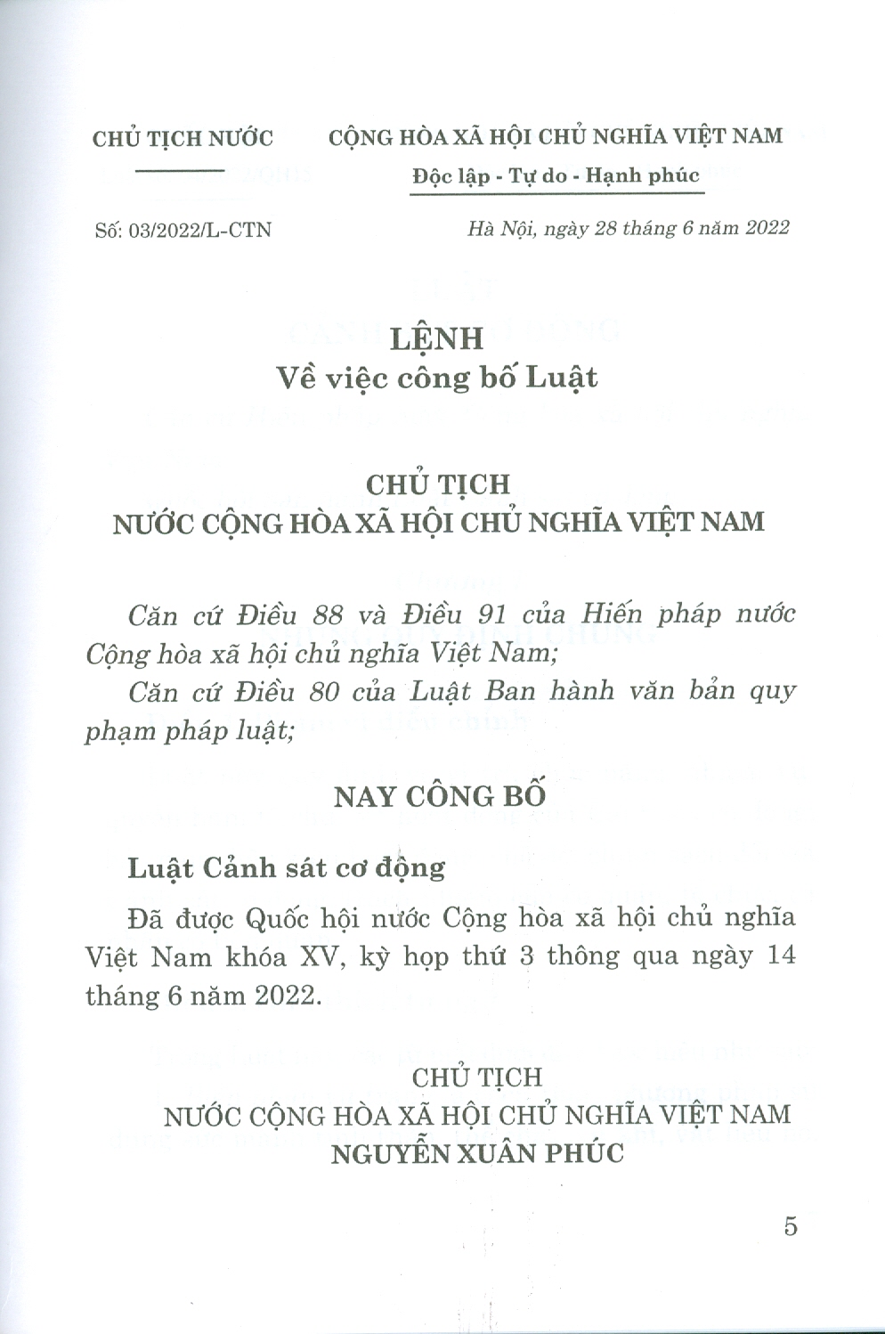 Luật Cảnh Sát Cơ Động (Bản in năm 2022)