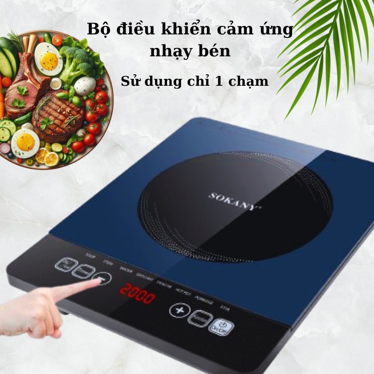 Bếp điện từ CẢM ỨNG SOKANY SK-07048 công suất 2200W, bếp từ đơn đa năng với 8 chế độ nấu - HÀNG CHÍNH HÃNG