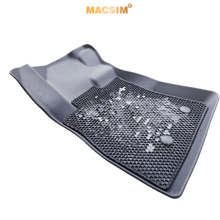 Thảm sd3 dạng lưới lục giác 2 lớp Mitsubishi Attrage (màu ghi) bề mặt cao su siêu sạch nhãn hiệu Macsim