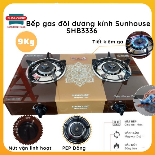 Combo Bếp Gas Dương Kính Sunhouse SHB3336 Kèm Van Dây - Hàng chính hãng