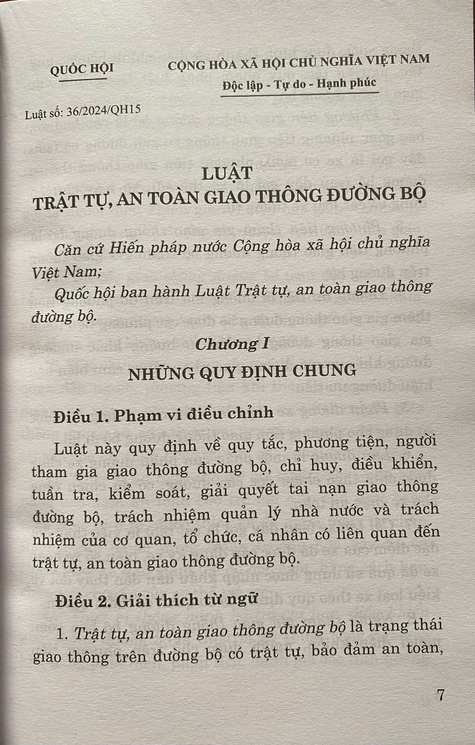 Luật Trật Tự, An Toàn Giao Thông Đường Bộ Năm 2024