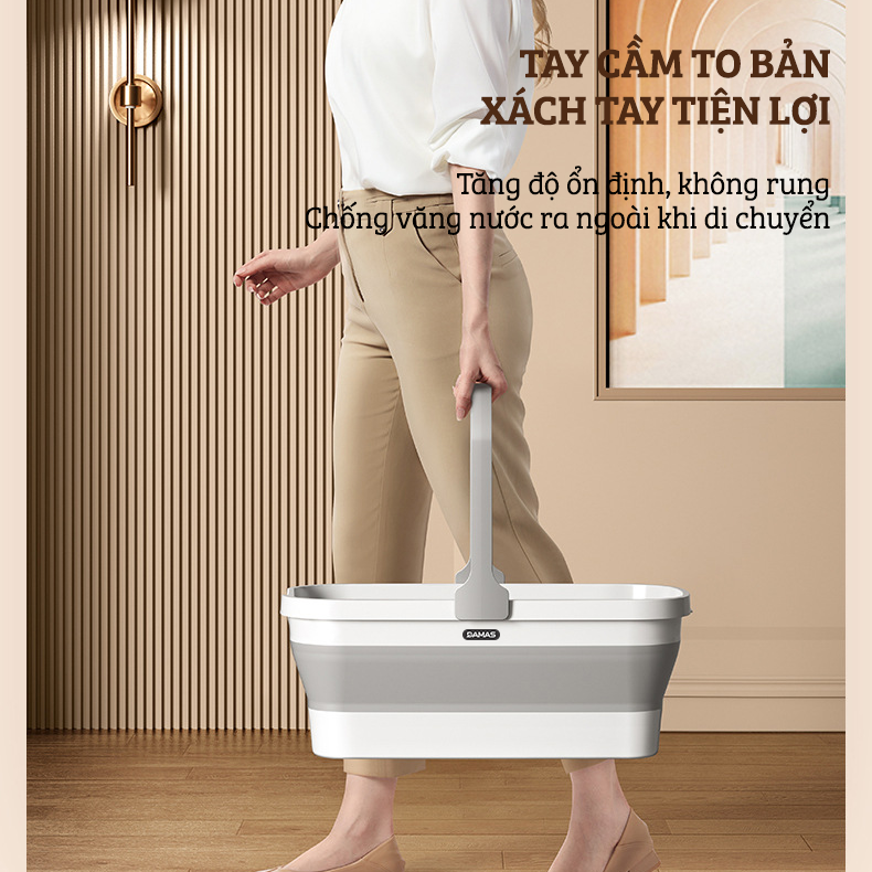 Xô Nhựa Cao Cấp Gấp Gọn Đa Năng Damas, Xô Nước Lau Nhà Vệ Sinh Nhà Cửa - Chất Liệu Nhựa PP An Toàn Cho Người Tiêu Dùng - Dung Tích 12L Phù Hợp Với Nhiều Nhu Cầu Sử Dụng: Rửa Xe, Câu Cá, Để Đồ Đạc,...Thiết Kế Kèm Quai Xách Tay Thuận Tiện Di Chuyển