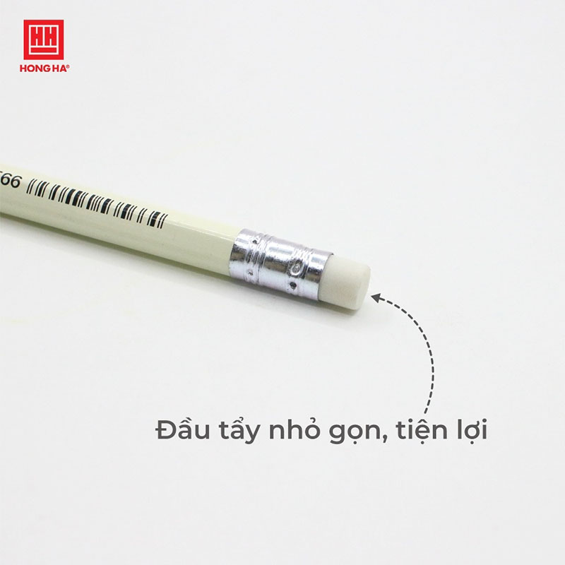 Hộp 12 bút chì gỗ 2B Hồng Hà kèm đầu tẩy ABC Plus - 3566 chuyên dùng viết, vẽ phác thảo