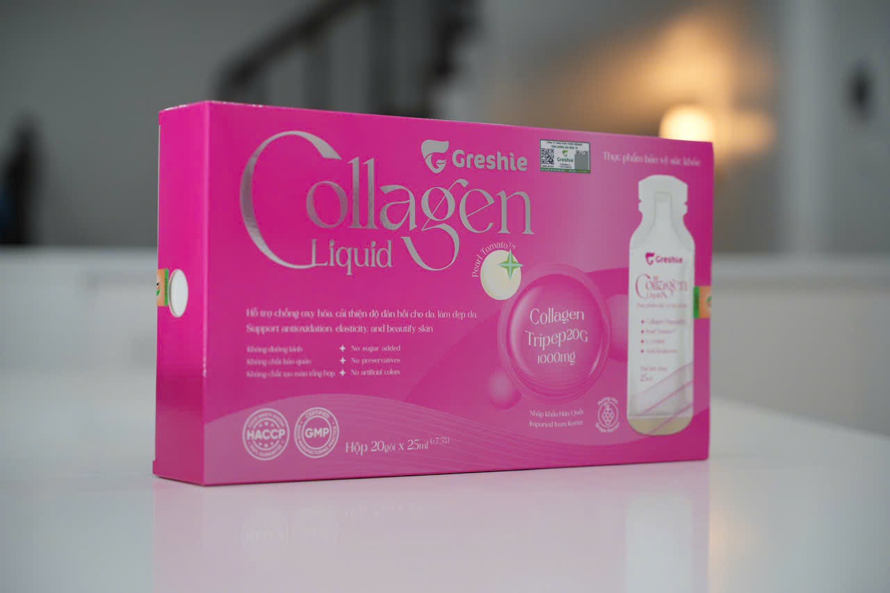Nước uống đẹp da Greshie Collagen Liquid hộp 20 gói x25ml