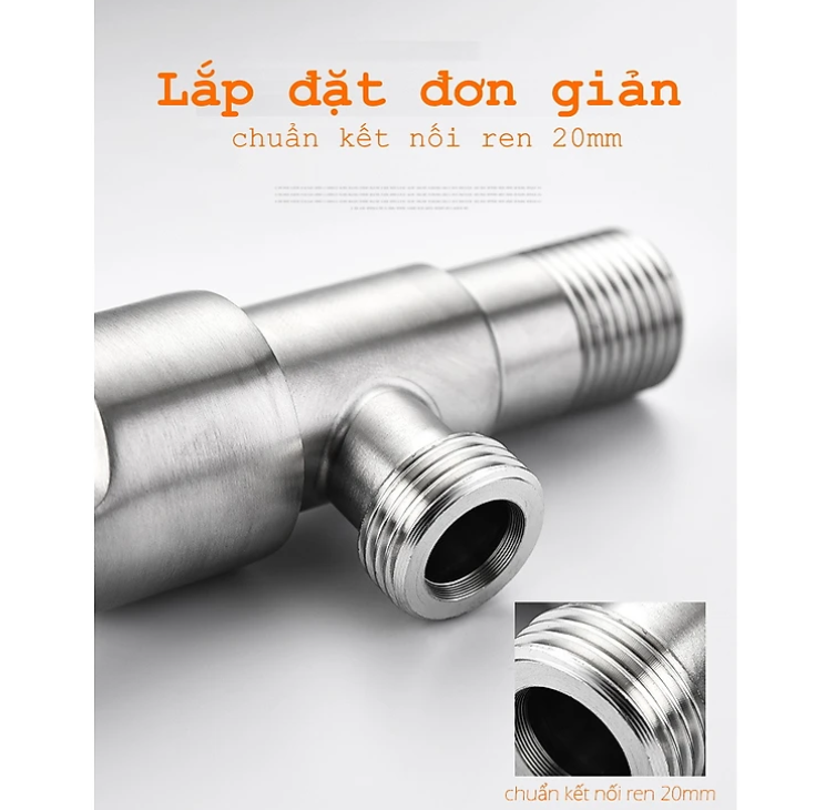 Van nước KG45 2cổng xả có khóa riêng biệt dạng vòi chia nước, đường kính van 20mm, chất liệu inox304 - Hàng chính hãng