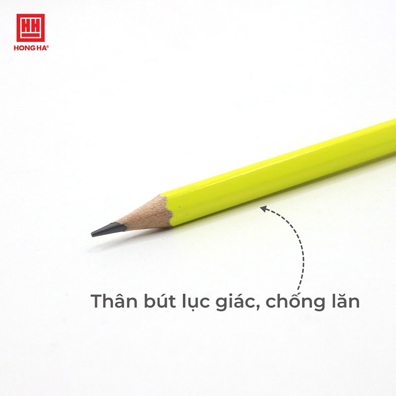 Hộp 12 bút chì gỗ 2B Hồng Hà kèm đầu tẩy ABC Plus - 3566 chuyên dùng viết, vẽ phác thảo