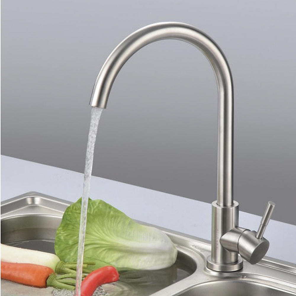 Vòi Rửa Bát Chén Tròn ABG, Rửa Chén Tròn Xoay, Cổ Tròn Trụ Vuông, Thiết Kế Inox 304 Cao Cấp Với Hai Chế Độ Nóng Lạnh Xoay 360 Độ, Dùng Để Rửa Thực Phẩm, Phù Hợp Mọi Loại Chậu Rửa Trong Nhà, Tặng Kèm Hai Dây Cấp - Hàng Chính Hãng