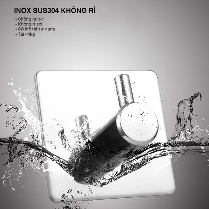 Móc Dán Tường Inox SUS304 treo đồ gia đình phòng ăn, nhà bếp, nhà tắm tiện lợi
