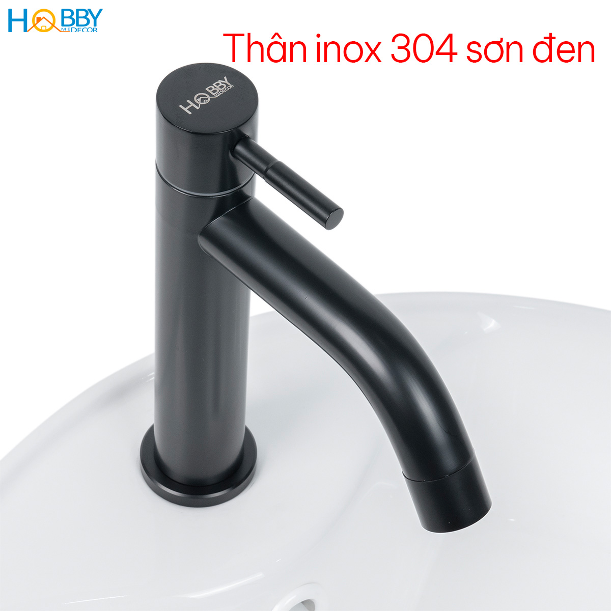 Vòi xả chậu rửa mặt lavabo Inox 304 sơn đen Hobby Home Decor LBL3D