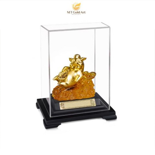 Tượng heo dát vàng M04 (14x17x22cm) MT Gold Art- Hàng chính hãng, trang trí nhà cửa, phòng làm việc, quà tặng sếp, đối tác, khách hàng, tân gia, khai trương