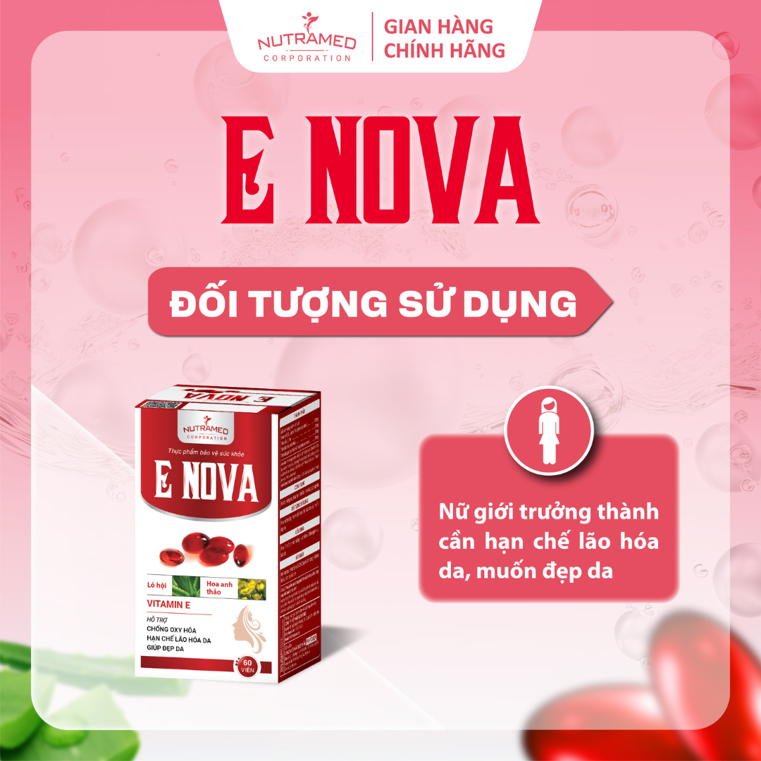 Viên uống ENova hỗ trợ ngăn ngừa lão hóa da, giữ làn da luôn tươi trẻ (60 viên) - Nutramed