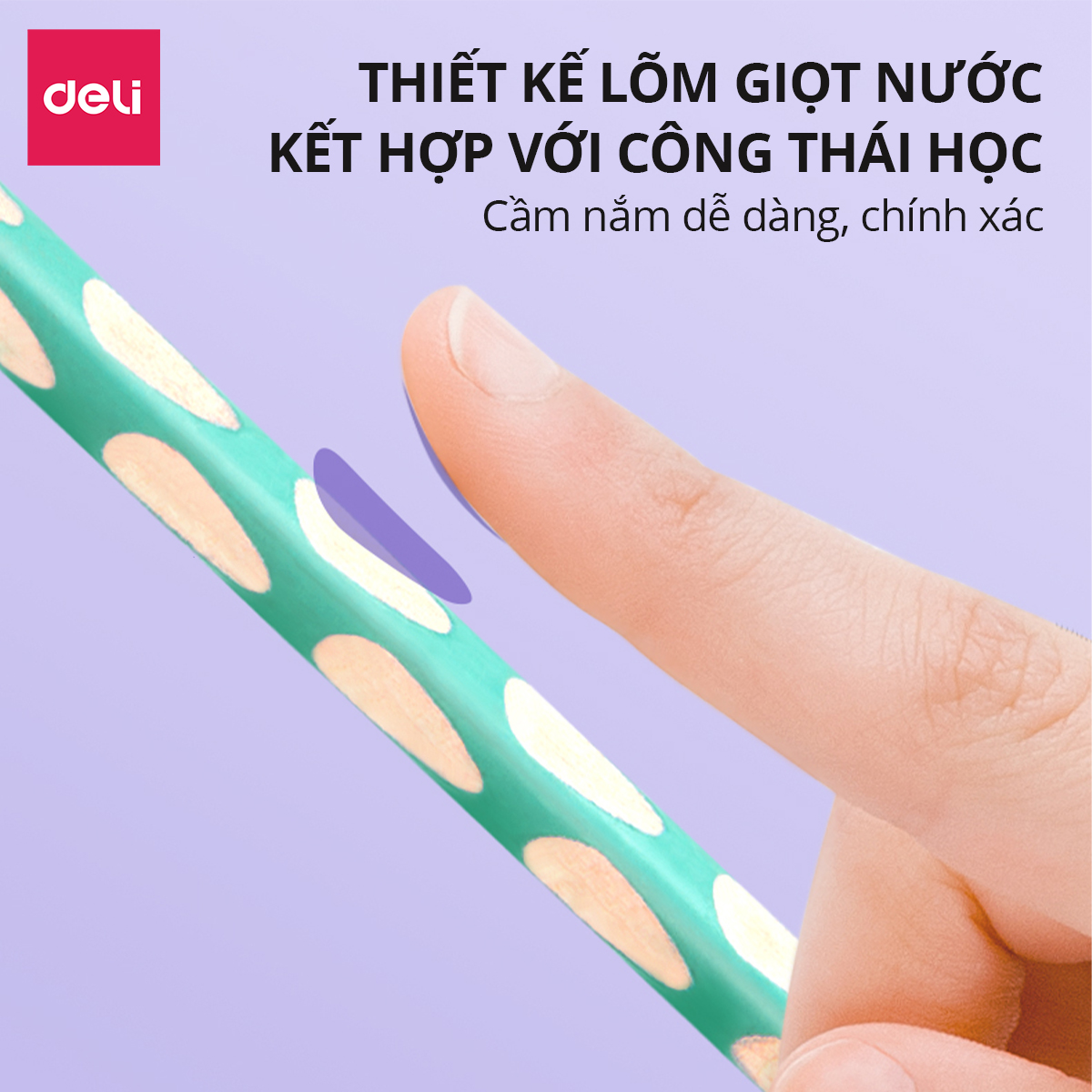 Bút Chì Gỗ Định Vị 2B Deli - Hộp 12 Dễ Cầm Điều Chỉnh Tư Thế Viết Học Sinh Luyện Chữ Vẽ Phác Thảo Văn Phòng An Toàn